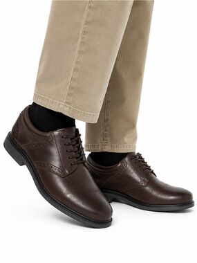 Men's Nunn Bush Dual Comfort Memory Foam Brown Leather Oxfords Size 10.5